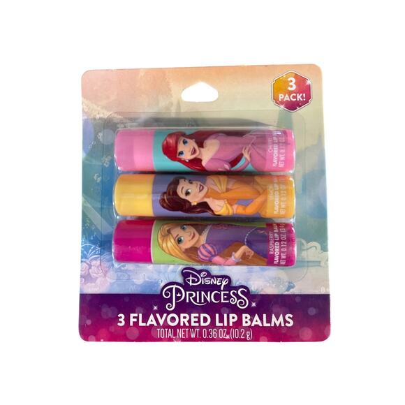 Disney Princesses 3-Pack Lip Balm Cherry, Lemonade, Raspberry Christmas Birthday - Picture 1 of 2